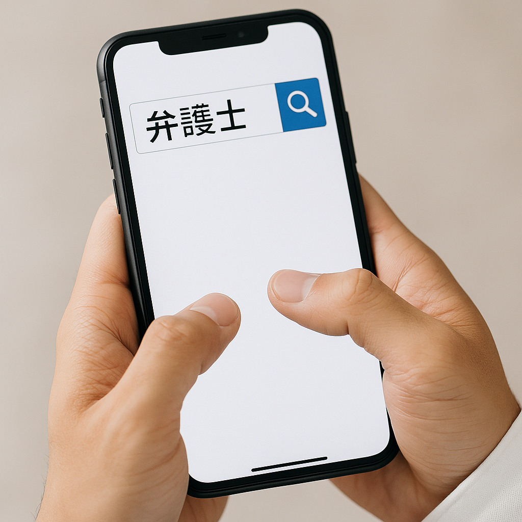 スマホで弁護士を探している様子