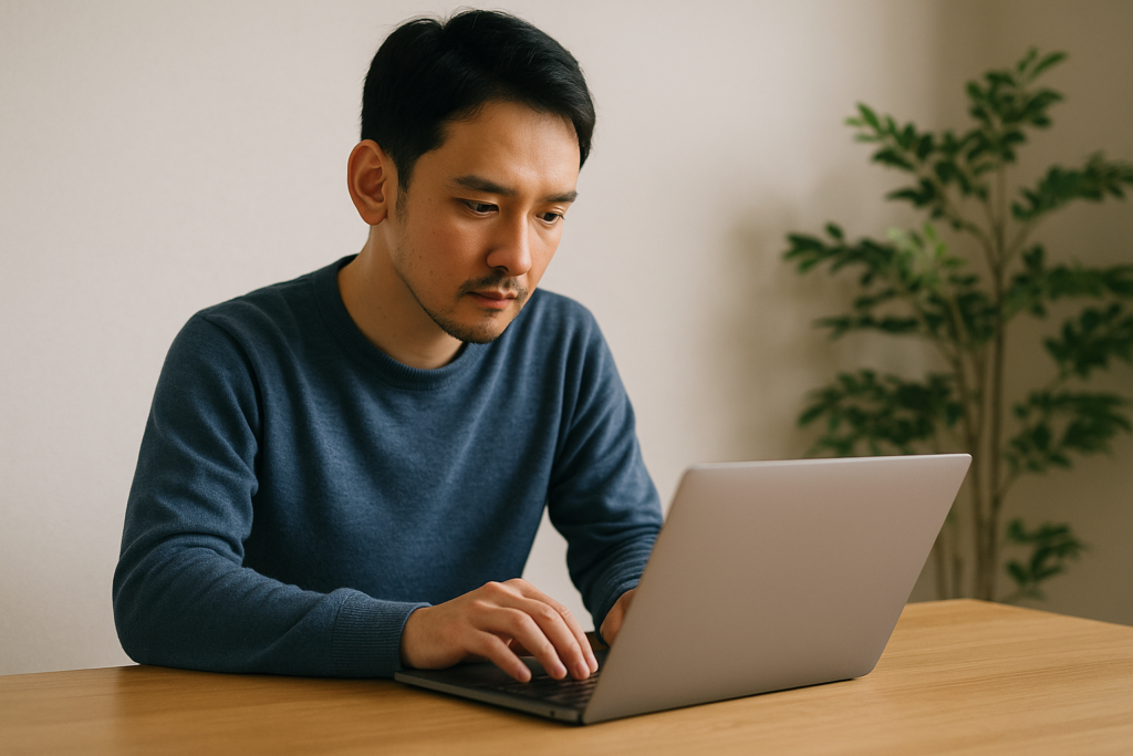 パソコンで情報収集をしている人