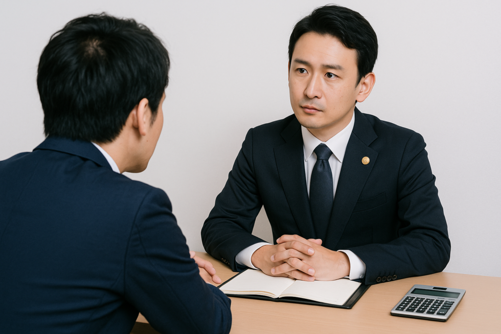 弁護士に相談している男性