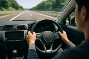 車を運転している男性