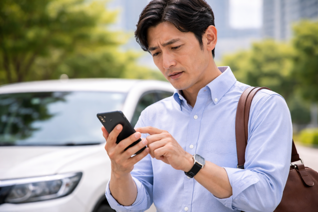 電話をかけようとしている男性