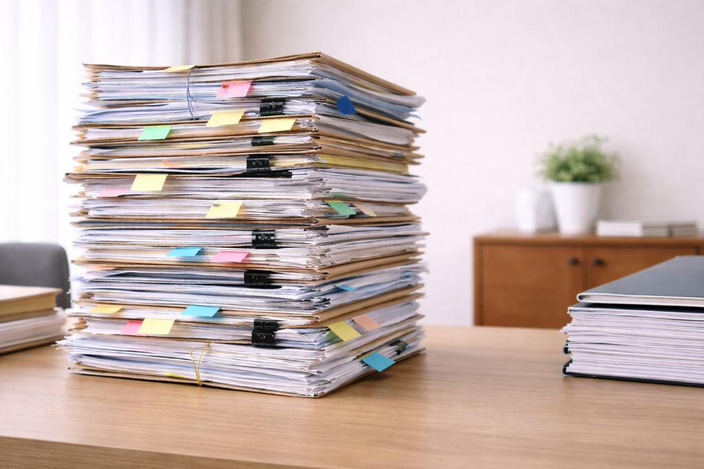 山積みの書類