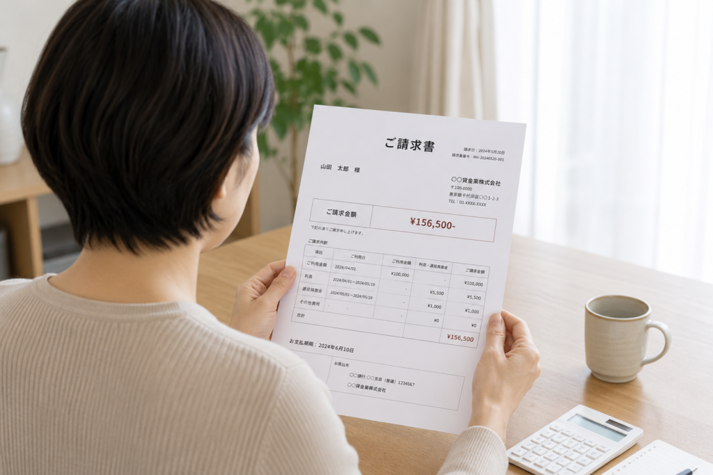請求書をみている女性