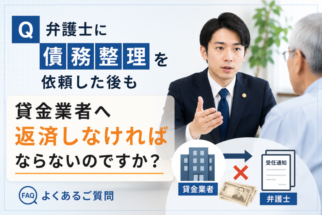 Q 弁護士に債務整理を依頼した後も貸金業者へ返済しなければならないのですか?