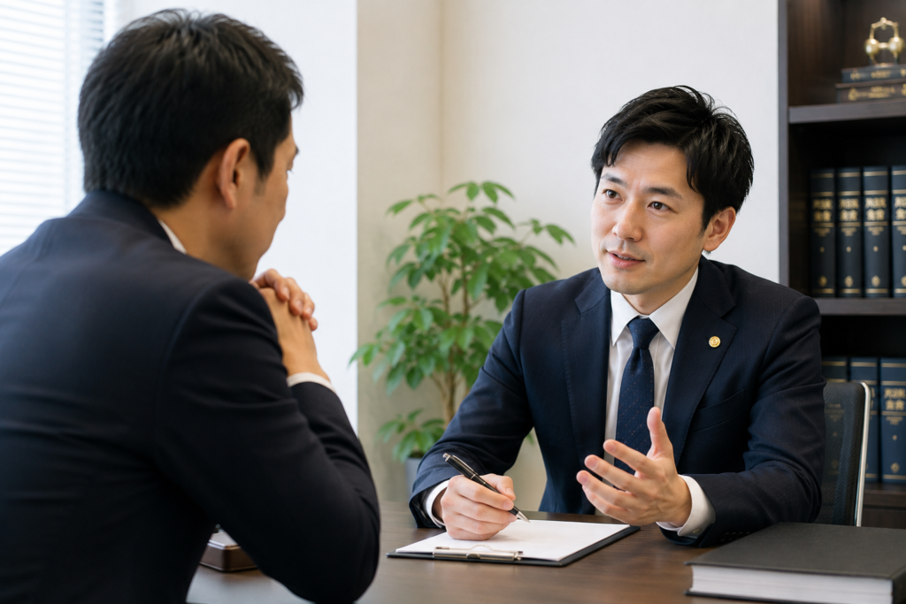 弁護士に相談している様子