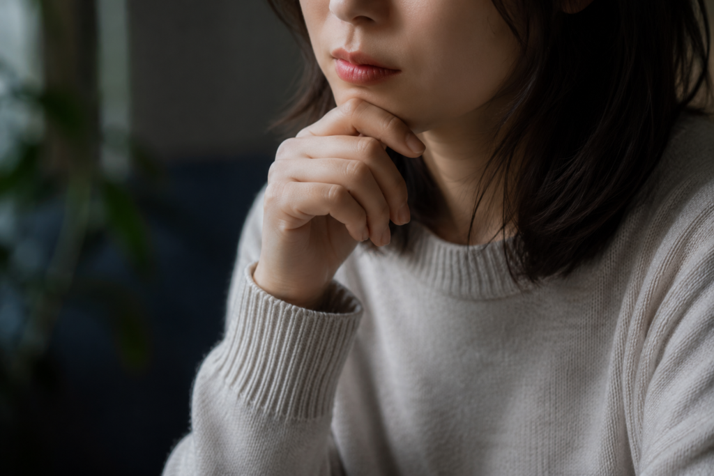 考え事をしている女性
